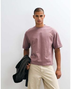 ASOS Camiseta Extragrande De Corte Boxy Y Tejido Grueso En Rosa Oscuro-Morado