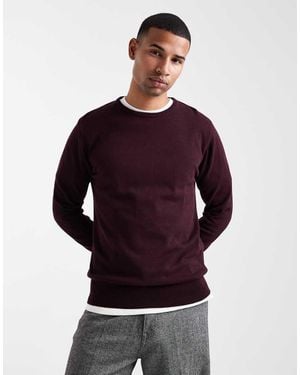 Brave Soul Fine Knit Crew Neck Jumper - Purple