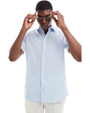 Jack & Jones Linen Short Sleeved Shirt - Blue