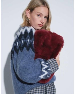 Gina Tricot Alpaca Jacquard Fair Isle Style Knitted Jumper With Wool - Blue