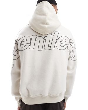 Bershka Relentless Back Graphic Hoodie - Grey