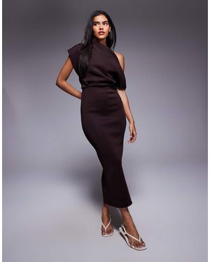 ASOS Dramatic Neckline Scuba Midi Dress - Blue
