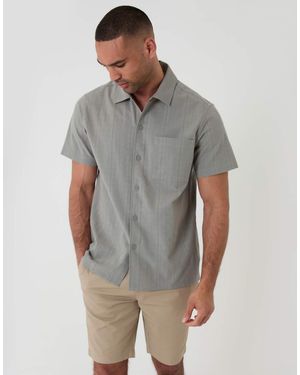 Threadbare Textured Cotton Short Sleeve Shirt - Grey