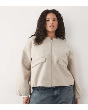 Vila Curve Giacca Bomber Testurizzata Senza Colletto Neutra Mélange - Neutro