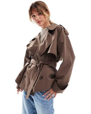 ASOS Oversized Short Trench Coat With Belt - Brown