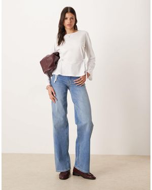 JDY Tall Jean ample à taille haute - moyen - Bleu