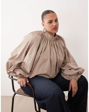 ARRANGE Curve Oversized Bomber Jacket With Balloon Sleeves - Natural