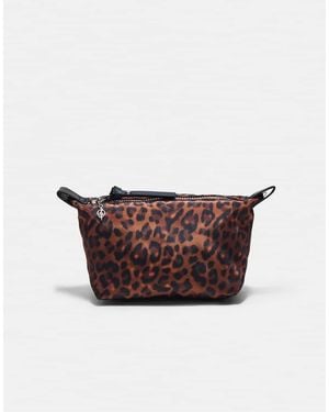 Stradivarius Leopard Print Wash Bag - Brown