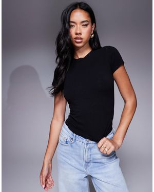 GOOD AMERICAN T-shirt raccourci super stretch - Noir