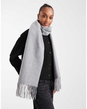 ASOS Bufanda Gris Jaspeado Con Flecos De Tejido Muy Suave De - Negro