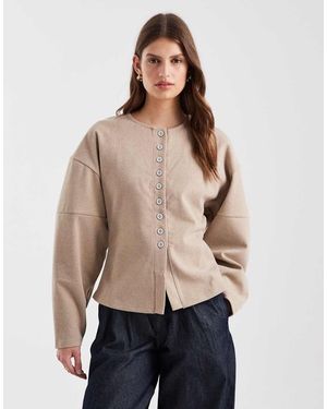 Vero Moda Cárdigan Color Crema Jaspeado Estructurado Con Mangas Cocoon De Punto De -Neutro
