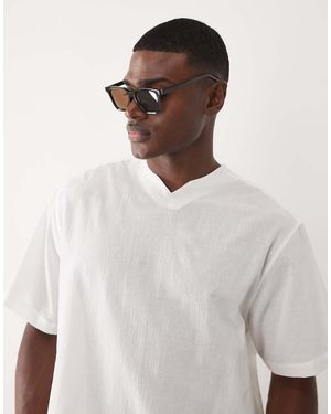 ASOS Oversized Overhemd Zonder Sluiting Met Linnenlook - Wit