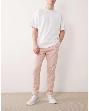 ASOS Tailored Cotton Rich Tapered Chino Trousers - Pink