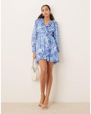 Vila Flounce Mini Dress - Blue