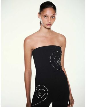 Pull&Bear Trägerloses top mit nieten - Schwarz