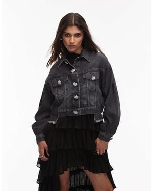 AllSaints Embellished Beth Denim Jacket - Black