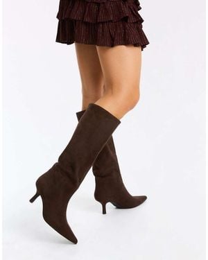 Bershka Kitten Heel Boots - Black