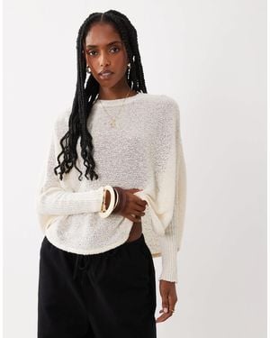 ASOS Slub Knitted Batwing Sweater - Natural