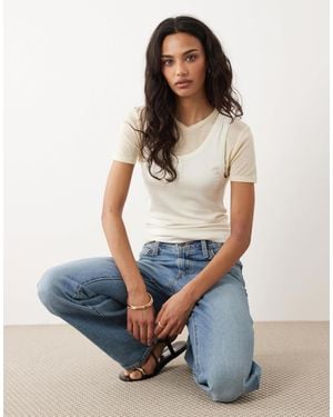 Mango Cotton Mix Double Layer T-shirt - Blue