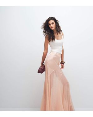 ASOS Asos Design Tall Satin And Chiffon Mix Fishtail Skirt - Orange