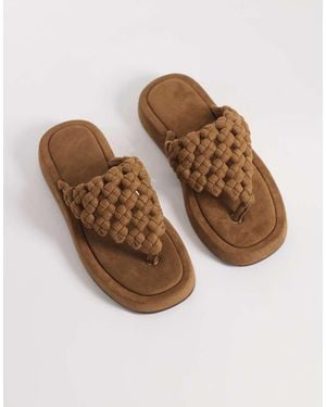 ASOS Frederick Open Weave Flatform Sandal - Brown