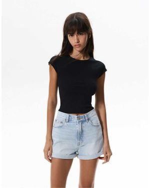 Pull&Bear Mom Shorts Di Jeans - Rosso
