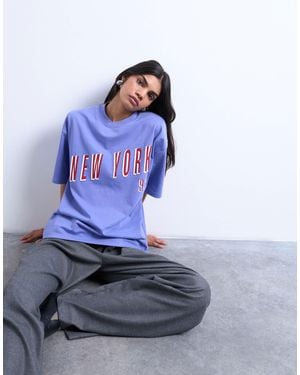 TOPSHOP Graphic New York Oversized Tee - Blue