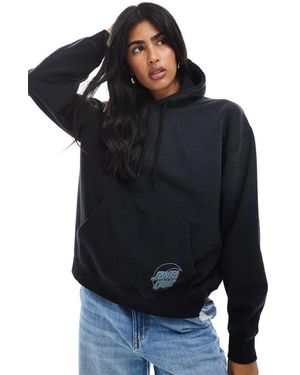 Santa Cruz Brushed Fleece Boxy Hoodie With Back Print - Black