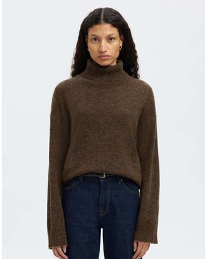SELECTED Jersey Marrón Con Cuello Alto De