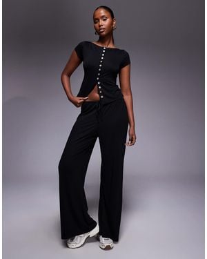 Princess Polly Gavrielle Wide Leg Drawstring Pants Co-ord - Blue