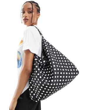 Glamorous Bolso Tote De Hombro Flexible Con Estampado De Lunares De -Negro