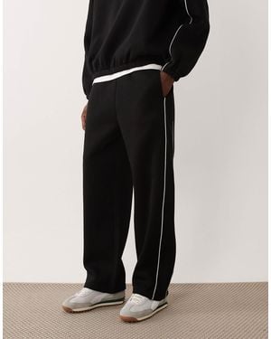 ASOS Wide Leg sweatpants With Piping - Black