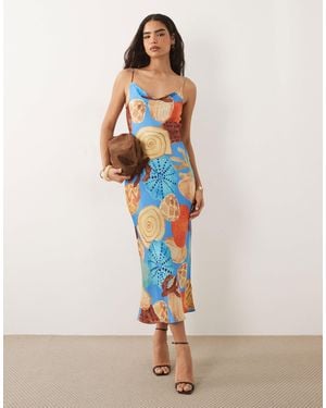 Never Fully Dressed Patti Satin Cami Bias Midi Dress - Blue