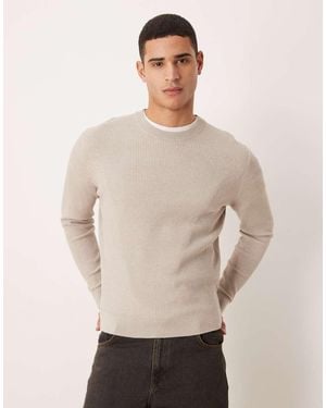 Mango Cotton Mix Crew Neck Jumper - Natural