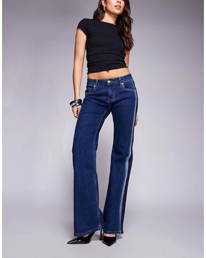 Edikted Airbrushed Low Rise Flared Jeans - Blue