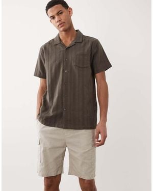 Brave Soul Cotton Cargo Shorts With Linen - Natural