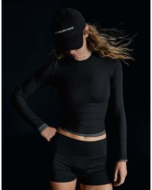 Bershka Technical Fabric Long Sleeve T-Shirt - Black