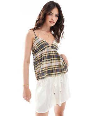 ASOS Canottiera A Triangolo A Quadri - Bianco