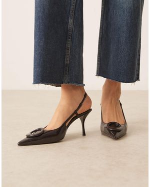 Mango – spitze schuhe aus samt - Blau