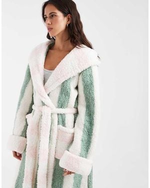 Loungeable Cosy Hooded Midi Robe - Green