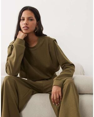ASOS Sudadera Entallada Con Cuello Redondo Y Cintura Ajustada En-Gris - Marrón