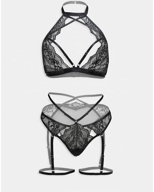Ann Summers Rosella Crotchless Set - Grey