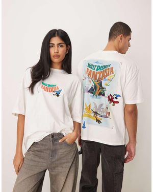ASOS Camiseta Blanca Extragrande Con Bordado De Mickey Mouse En "Fantasía" De Disney De -Blanco - Neutro