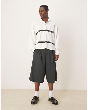 ASOS Oversized Bermuda Short With Pintucks - Natural