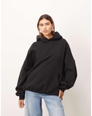 ARRANGE Sudadera Negra Extragrande Con Capucha De Tejido Grueso Premium De - Negro