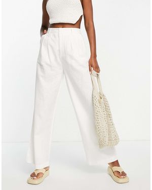 New Look Wide Leg Linen Pants - Natural