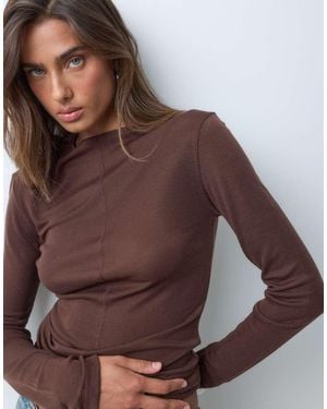 ASOS Premium Top Met Lange Mouwen En Hoge Hals - Bruin