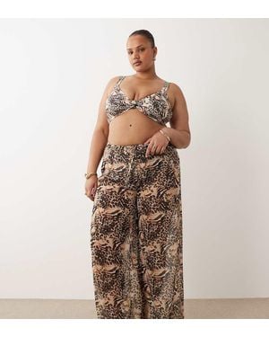 South Beach Wide Leg Beach Trousers - Brown