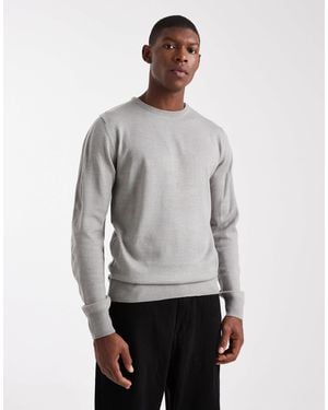 Brave Soul Crew Neck Knit Jumper - Grey