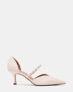 Steve Madden Amoura Pearl Detail Pointed Kitten Heels - Natural